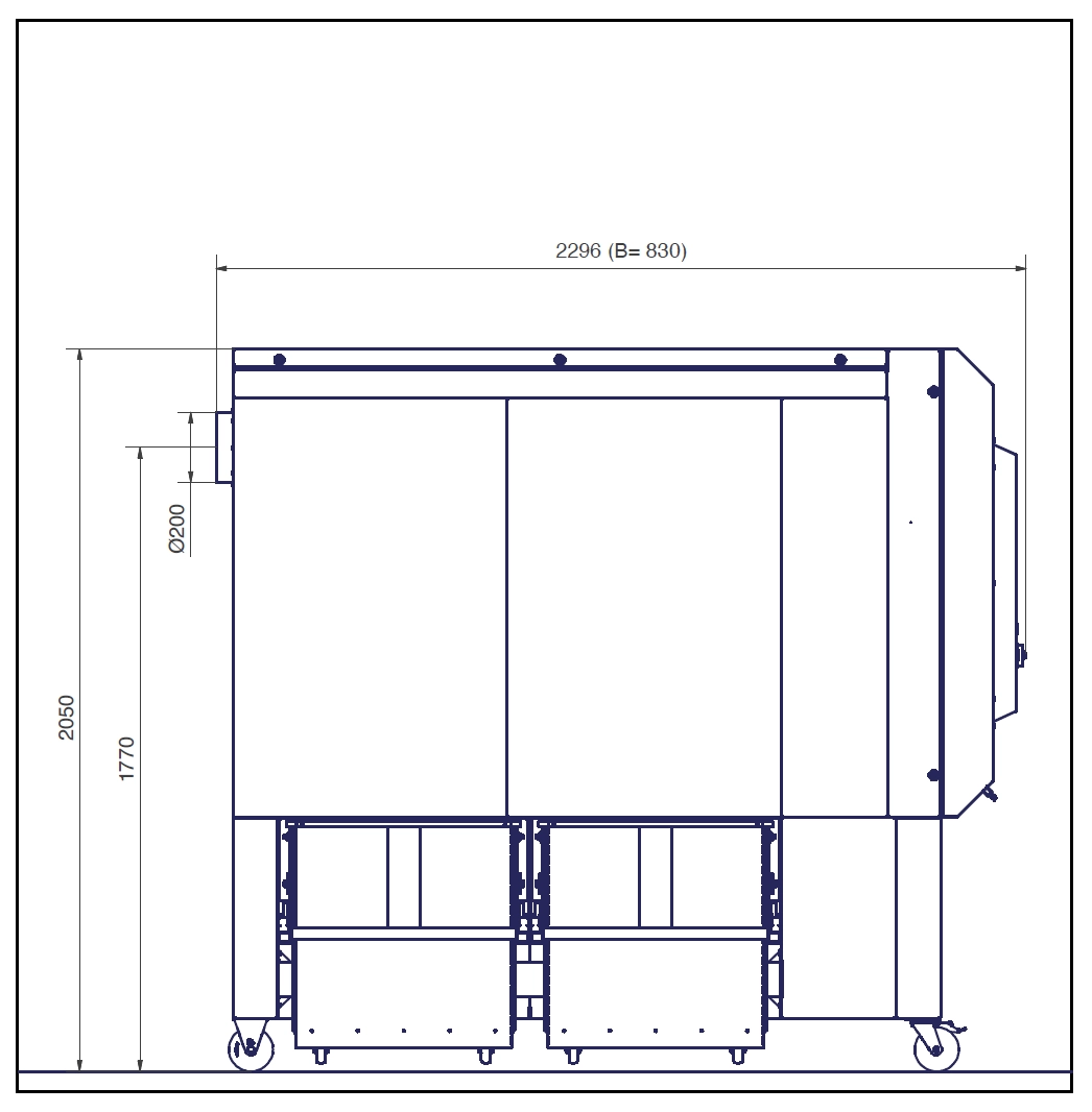 Technische Zeichnung Abmessungen PU 200