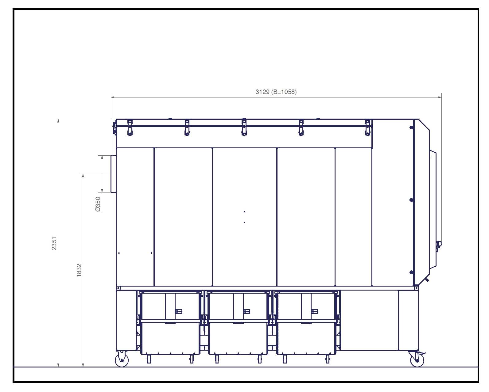 Technische Zeichnung Abmessungen PU 350